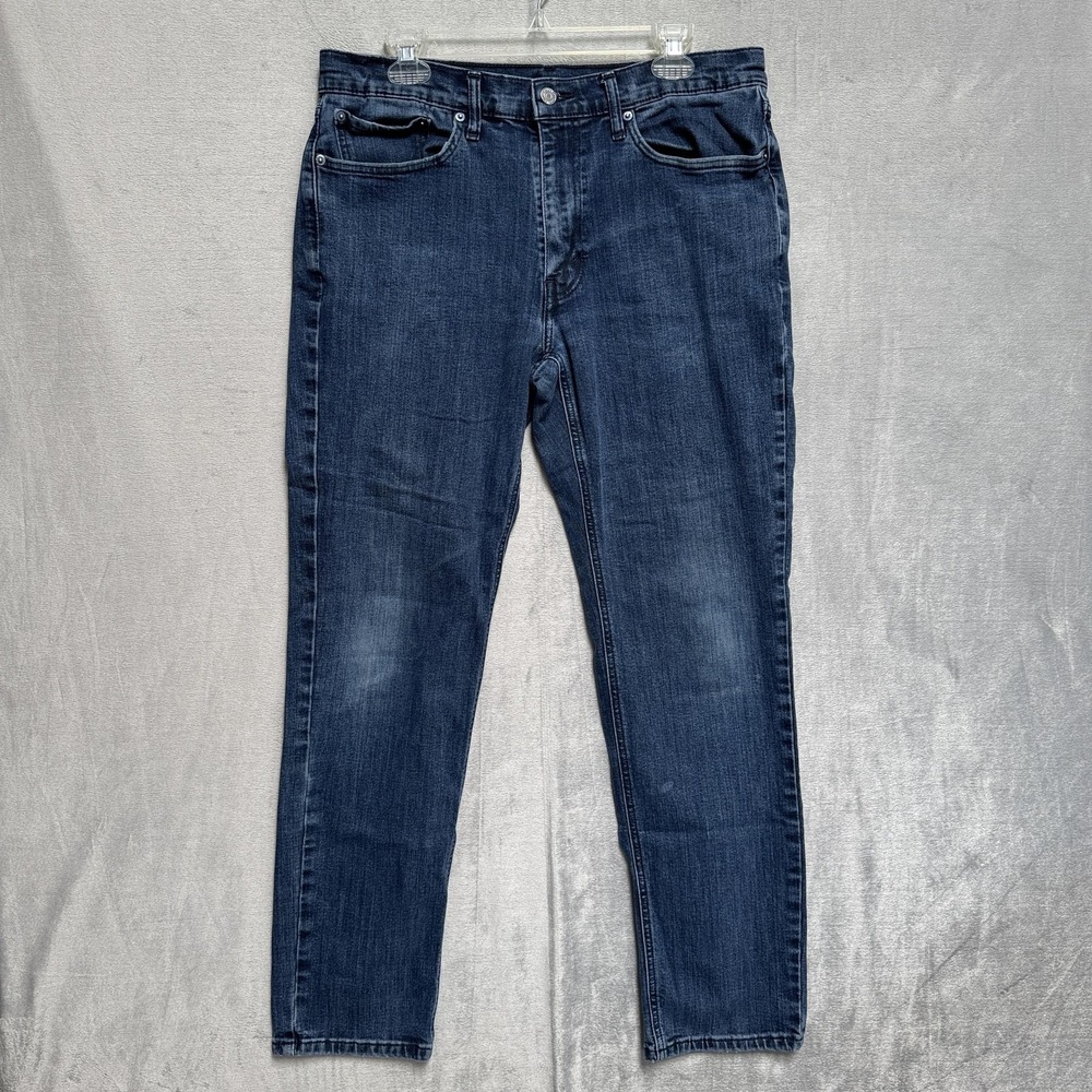 Levis‎ Jeans Mens 34x32 Blue Medium Wash Tapered Slim Stretch Denim Cotton